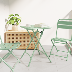 Mesa de jardín plegable acero verde mint 55x55x73 cm de , Mesas de jardín - Ref: Foro24-42002946, Precio: 53,11 €, Descuento: %
