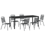 Juego de Comedor de Jardín de 7 Piezas Gris Oscuro de Acero