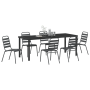 Juego de Comedor de Jardín de 7 Piezas Gris Oscuro de Acero