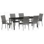 Juego de Comedor de Jardín de 7 Piezas Gris Poliratán de , Sillas de jardín - Ref: Foro24-3379413, Precio: 402,65 €, Descuent...
