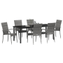 Juego de Comedor de Jardín de 7 Piezas Gris Poliratán de , Sillas de jardín - Ref: Foro24-3379413, Precio: 402,65 €, Descuent...