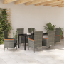 Conjunto de Comedor de Jardín de 7 Piezas con Cojines Ratán PE