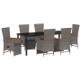 Set de Comedor de Jardín de 7 Piezas con Cojines Gris Ratán