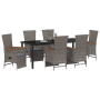 Set de Comedor de Jardín de 7 Piezas con Cojines Gris Ratán