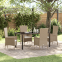 Juego de Comedor de Jardín de 5 Piezas con Cojines de Ratán Poli Beige de , Sillas de jardín - Ref: Foro24-3379460, Precio: 4...