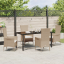 Juego de Comedor de Jardín de 5 Piezas con Cojines de Ratán Poli Beige de , Sillas de jardín - Ref: Foro24-3379460, Precio: 4...