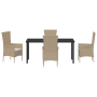 Juego de Comedor de Jardín de 5 Piezas con Cojines de Ratán Poli Beige de , Sillas de jardín - Ref: Foro24-3379460, Precio: 4...