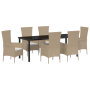 Juego de Comedor de Jardín de 7 Piezas con Cojines Beige Poliratán de , Sillas de jardín - Ref: Foro24-3379462, Precio: 579,5...