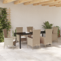Juego de Comedor de Jardín de 7 Piezas con Cojines Beige Poliratán de , Sillas de jardín - Ref: Foro24-3379462, Precio: 579,5...
