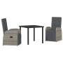 Set de Comedor de Jardín de 3 Piezas con Cojines Gris Ratán PE de , Sillas de jardín - Ref: Foro24-3379499, Precio: 397,03 €,...