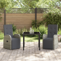Set de Comedor de Jardín de 3 Piezas con Cojines Gris Ratán PE de , Sillas de jardín - Ref: Foro24-3379499, Precio: 397,03 €,...