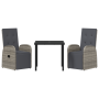 Set de Comedor de Jardín de 3 Piezas con Cojines Gris Ratán PE de , Sillas de jardín - Ref: Foro24-3379499, Precio: 397,03 €,...