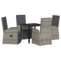 Conjunto de comedor de jardín de 5 piezas con cojines rattan sintético gris de , Sillas de jardín - Ref: Foro24-3379500, Prec...