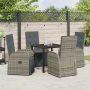 Conjunto de comedor de jardín de 5 piezas con cojines rattan sintético gris de , Sillas de jardín - Ref: Foro24-3379500, Prec...
