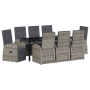 Set de Comedor de Jardín de 9 Piezas con Cojines Grises Poliratán de , Sillas de jardín - Ref: Foro24-3379505, Precio: 1,00 €...