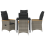 Conjunto de comedor de jardín de 5 piezas con cojines gris ratán polivalente de , Sillas de jardín - Ref: Foro24-3379619, Pre...