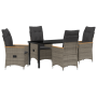 Set de Comedor de Jardín de 5 Piezas con Cojines en Poliratán Gris de , Sillas de jardín - Ref: Foro24-3379620, Precio: 540,2...