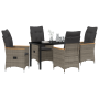 Set de Comedor de Jardín de 5 Piezas con Cojines en Poliratán Gris de , Sillas de jardín - Ref: Foro24-3379620, Precio: 540,2...