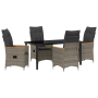 Juego de Comedor de Jardín de 5 Piezas con Cojines de Poliratán Gris de , Sillas de jardín - Ref: Foro24-3379621, Precio: 555...