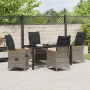 Juego de Comedor de Jardín de 5 Piezas con Cojines de Poliratán Gris de , Sillas de jardín - Ref: Foro24-3379621, Precio: 555...