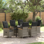 Conjunto de comedor de jardín de 7 piezas con cojines de poliratán gris de , Sillas de jardín - Ref: Foro24-3379622, Precio: ...