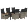 Conjunto de comedor de jardín de 7 piezas con cojines de poliratán gris de , Sillas de jardín - Ref: Foro24-3379622, Precio: ...