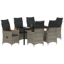 Conjunto de comedor de jardín de 7 piezas con cojines de poliratán gris de , Sillas de jardín - Ref: Foro24-3379622, Precio: ...