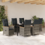 Conjunto de comedor de jardín de 7 piezas con cojines de poliratán gris de , Sillas de jardín - Ref: Foro24-3379622, Precio: ...
