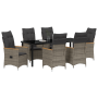 Conjunto de comedor de jardín de 7 piezas con cojines gris rattan poli de , Sillas de jardín - Ref: Foro24-3379623, Precio: 7...