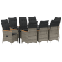 Juego de comedor de jardín de 9 piezas con cojines gris de poliratán de , Sillas de jardín - Ref: Foro24-3379624, Precio: 1,0...
