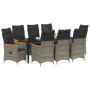 Juego de comedor de jardín de 9 piezas con cojines gris de poliratán de , Sillas de jardín - Ref: Foro24-3379624, Precio: 1,0...