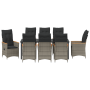 Juego de comedor de jardín de 9 piezas con cojines gris de poliratán de , Sillas de jardín - Ref: Foro24-3379624, Precio: 1,0...