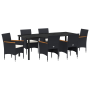 Set de Comedor para Jardín de 7 Piezas en Poliratán Negro