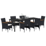 Set de Comedor para Jardín de 7 Piezas en Poliratán Negro