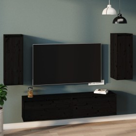 Wall cabinets 2 pcs solid black pine wood 30x30x80 cm by vidaXL, Shelves and shelves - Ref: Foro24-813504, Price: 77,33 €, Di...