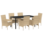 Juego de Comedor de Jardín de 7 Piezas con Cojines Beige Polirratán de , Sillas de jardín - Ref: Foro24-3379804, Precio: 488,...
