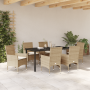 Juego de Comedor de Jardín de 7 Piezas con Cojines Beige Polirratán de , Sillas de jardín - Ref: Foro24-3379804, Precio: 488,...