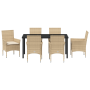 Juego de Comedor de Jardín de 7 Piezas con Cojines Beige Polirratán de , Sillas de jardín - Ref: Foro24-3379804, Precio: 488,...