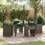 Juego de Comedor de Jardín de 5 Piezas con Cojines Gris Ratán Poliéster de , Sillas de jardín - Ref: Foro24-3380002, Precio: ...