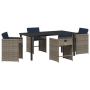 Juego de Comedor de Jardín de 5 Piezas con Cojines Gris Ratán Poliéster de , Sillas de jardín - Ref: Foro24-3380002, Precio: ...