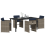 Juego de Comedor de Jardín de 5 Piezas con Cojines Gris Ratán Poliéster de , Sillas de jardín - Ref: Foro24-3380002, Precio: ...