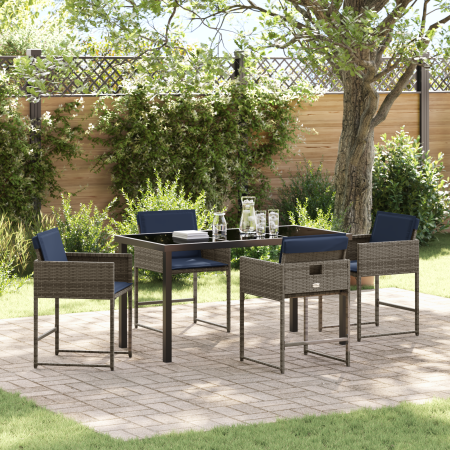 Conjunto de Comedor de Jardín de 5 Piezas con Cojines en Gris de , Sillas de jardín - Ref: Foro24-3380033, Precio: 260,45 €, ...