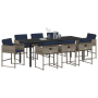 Juego de Comedor de Jardín de 9 Piezas con Cojines Gris Poliratán de , Sillas de jardín - Ref: Foro24-3380035, Precio: 445,57...