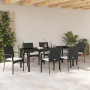 Set de Comedor de Jardín de 7 Piezas con Cojines Negro Poliratán