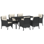 Set de Comedor de Jardín 7 Piezas con Cojines Negro Poliratán de , Sillas de jardín - Ref: Foro24-3380145, Precio: 688,28 €