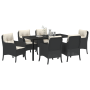 Set de Comedor de Jardín 7 Piezas con Cojines Negro Poliratán de , Sillas de jardín - Ref: Foro24-3380145, Precio: 688,28 €