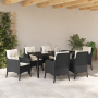 Set de Comedor de Jardín 7 Piezas con Cojines Negro Poliratán de , Sillas de jardín - Ref: Foro24-3380145, Precio: 688,28 €