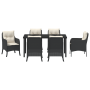 Set de Comedor de Jardín 7 Piezas con Cojines Negro Poliratán de , Sillas de jardín - Ref: Foro24-3380145, Precio: 688,28 €