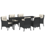 Set de Comedor de Jardín de 7 Piezas con Cojines Negro Poliratán de , Sillas de jardín - Ref: Foro24-3380146, Precio: 710,60 ...