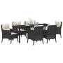 Set de Comedor de Jardín de 7 Piezas con Cojines Negro Poliratán de , Sillas de jardín - Ref: Foro24-3380146, Precio: 710,60 ...